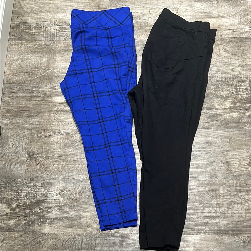 2 pants- Torrid Blue Plaid and Black Ankle LOT
